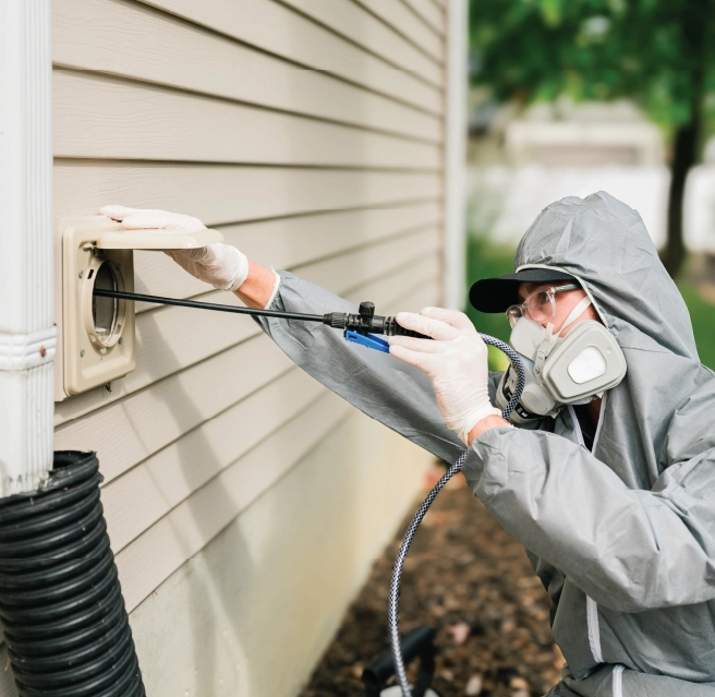 Experienced technician inspecting long dryer vent line with specialized cleaning tools